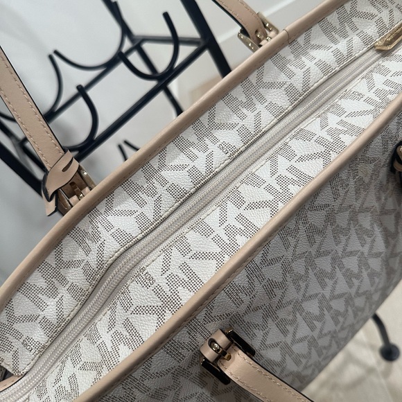 Michael Kors Tan MK Logo Monogram Shoulder BagTote - Picture 9 of 14